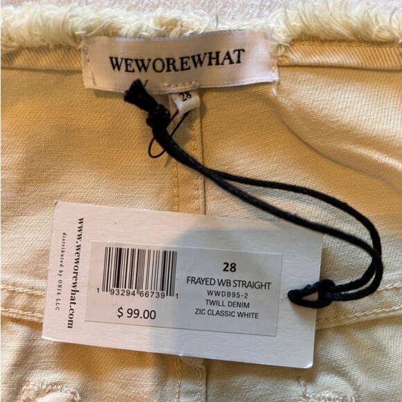 WeWoreWhat Frayed Khaki High Rise Straight Leg Pants NWT-28 - Picture 5 of 12